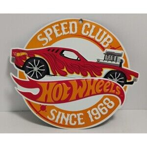 OPEN ROAD BRANDS MATTEL HOT WHEELS SPEED CLUB SINCE 1968 10" METAL TIN SIGN